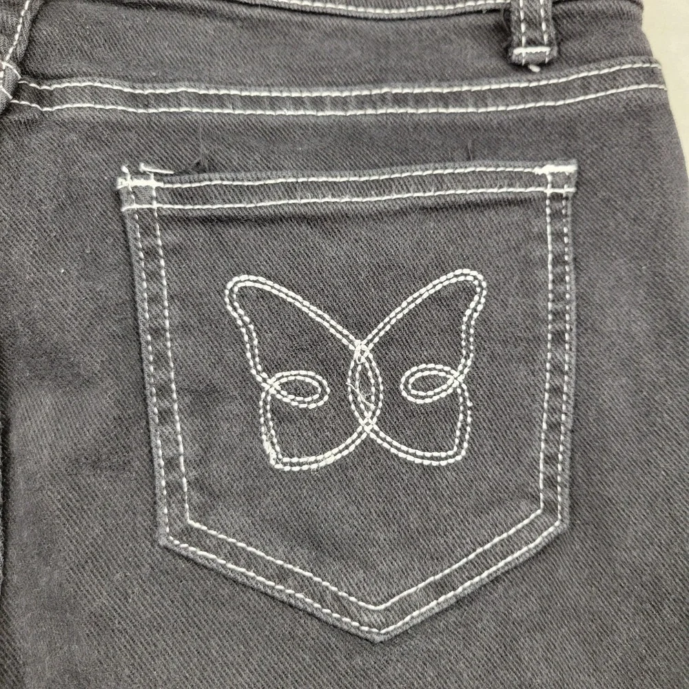 Shein‎ Flair Leg butterfly pocket black jeans size Petite M W27 L30
